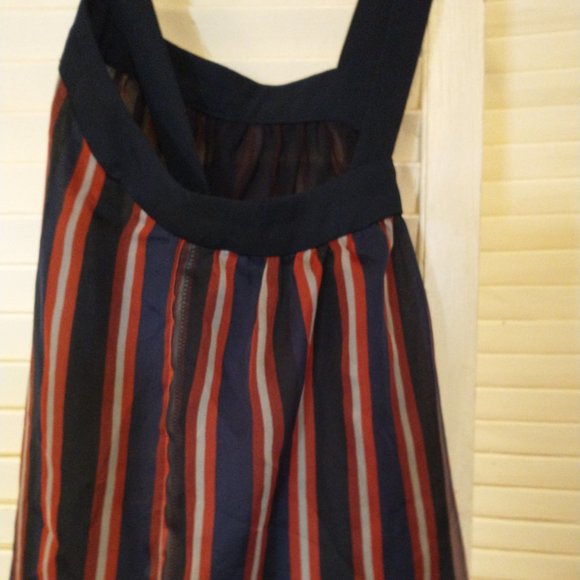 GREAT Zara Basic red whit blue stripe sleeveless top sz XS crisscross ba… - Picture 2 of 5